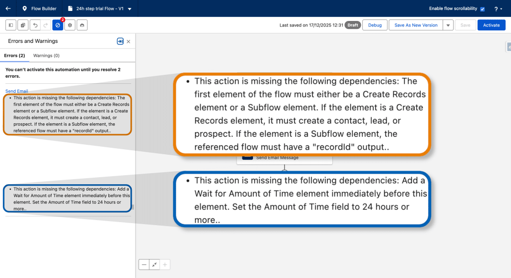 Form Triggered Flows - Common Flow Element related Errors