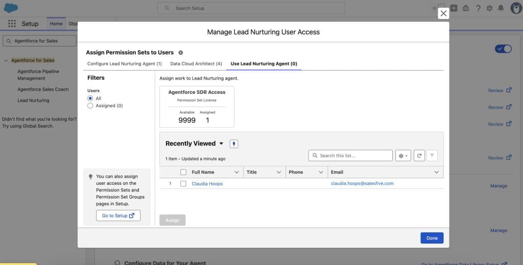 Lead Nurturing: manage who can access the Lead Nurturing Agent