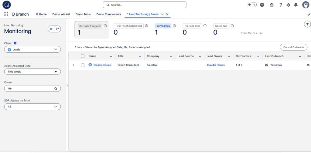 Lead Nurturing: Agent Control Center