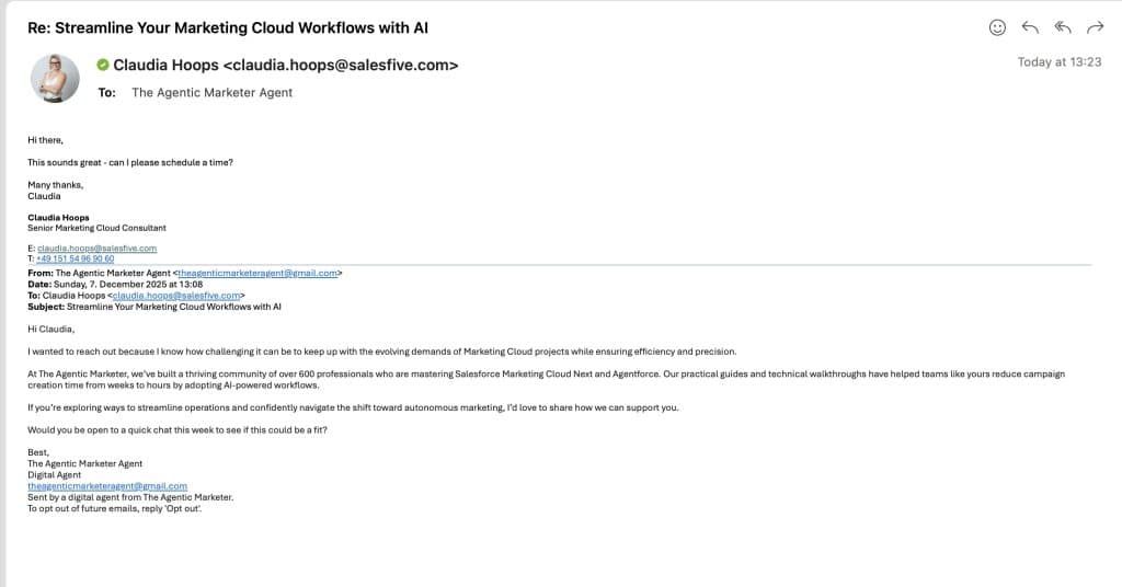 Lead Nurturing: Lead's response to the Agent